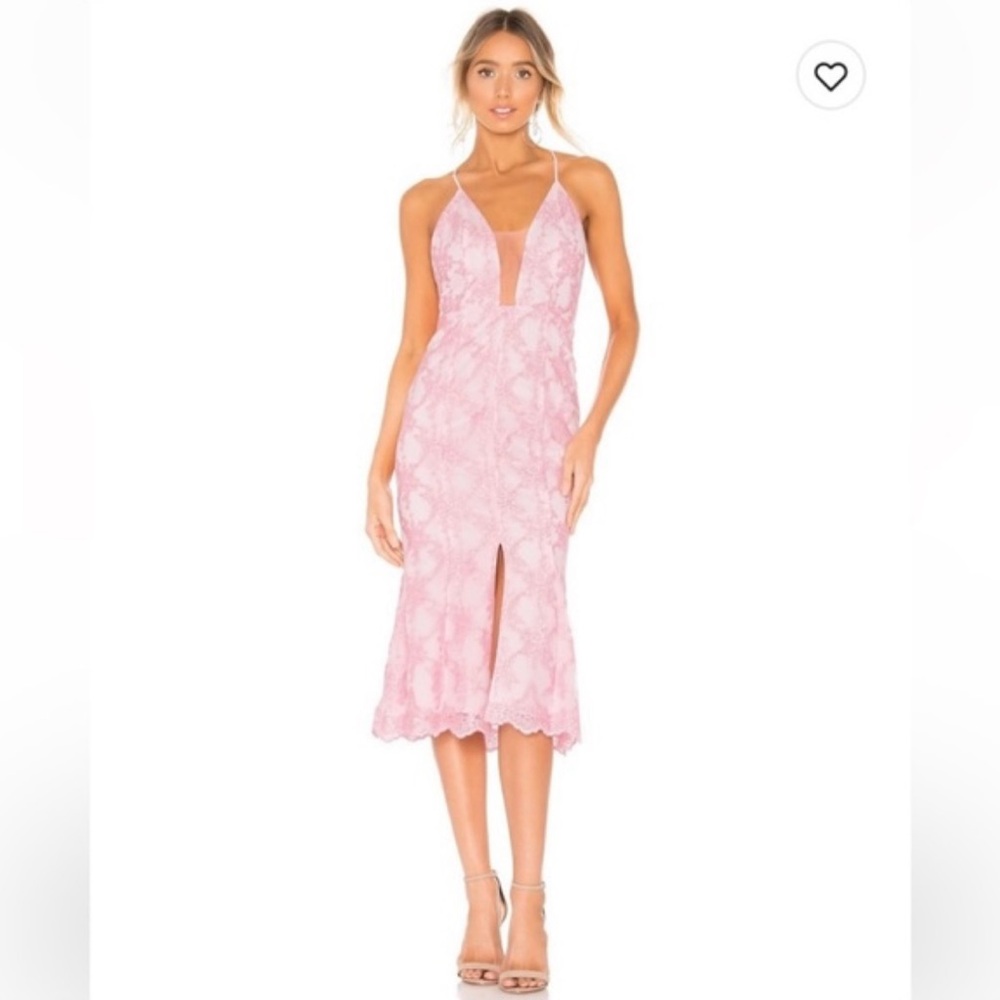 NWT Revolve X x NBD Sandra Pink Lace midi dress size XS